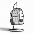 Hanging Egg Chair with Cushions for Outdoor Relaxation – Metal and Rattan – 100 x 80 x 120cm