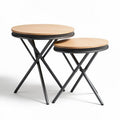 Wood and Metal Round Nesting Tables – Suitable for Living Room or Office Use – Made of Wood and Metal – 40 x 40 x 50cm