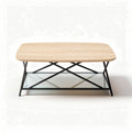 Wooden Coffee Table with Glass Shelf – Living Room Use – Oak and Metal – 120 x 60 x 40cm