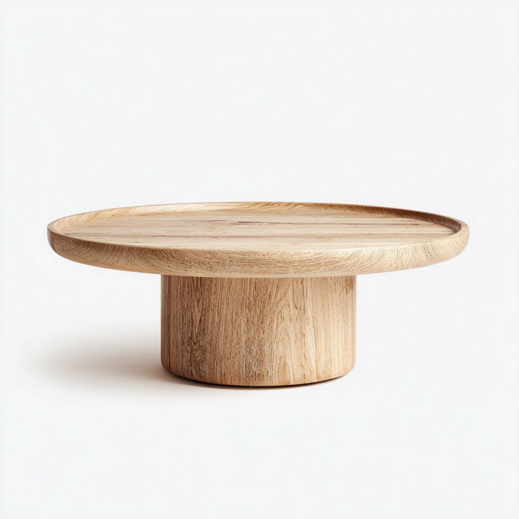 Round Wooden Coffee Table for Living Room Use, Made of Solid Wood, 90 x 60 x 35cm