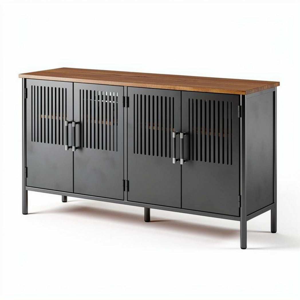 Metal and Wood Sideboard for Living Room Organization – 150 x 40 x 80cm