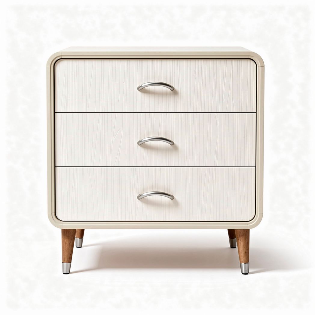 Modern White Nightstand with Three Drawers – Functional Bedroom Storage – Engineered Wood – 45 x 40 x 60cm