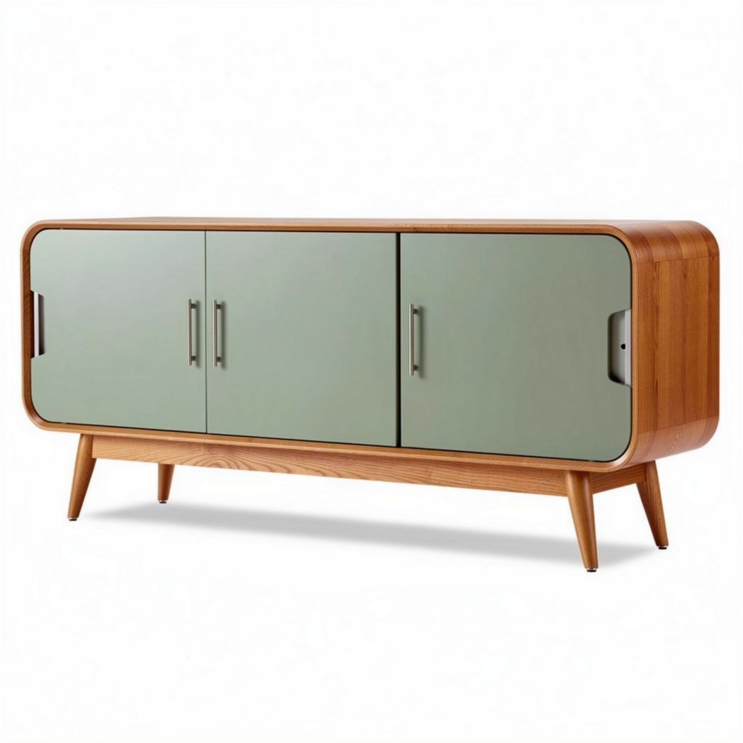 Wooden Sideboard with Glass Doors for Living Room – 150 x 40 x 70cm